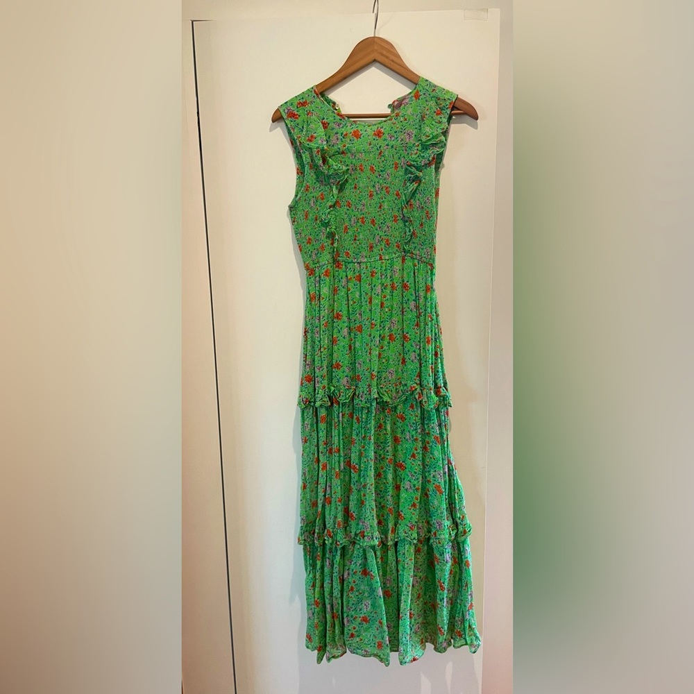 Banjanan Iris Dress, size small, Siesta Bud Green